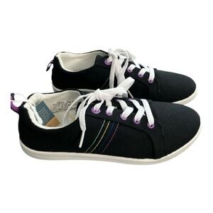 Vionic Beach Stinson Canvas Sneakers Shoes Sz 9M Black With Multicolor Stitching